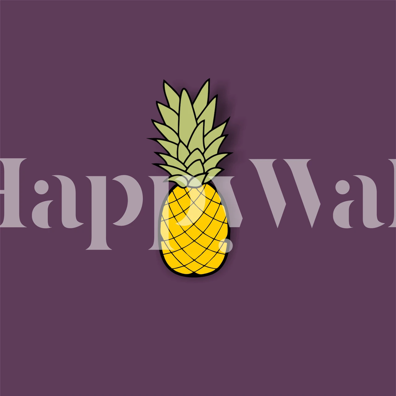 Yellow pineapple illustration on purple background wallpaper