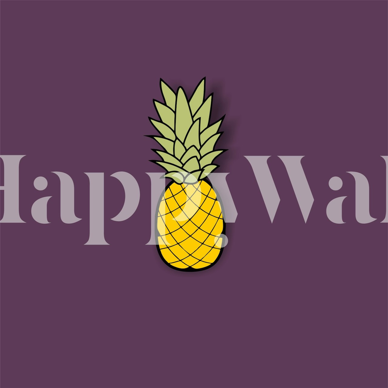 Yellow pineapple illustration on purple background wallpaper