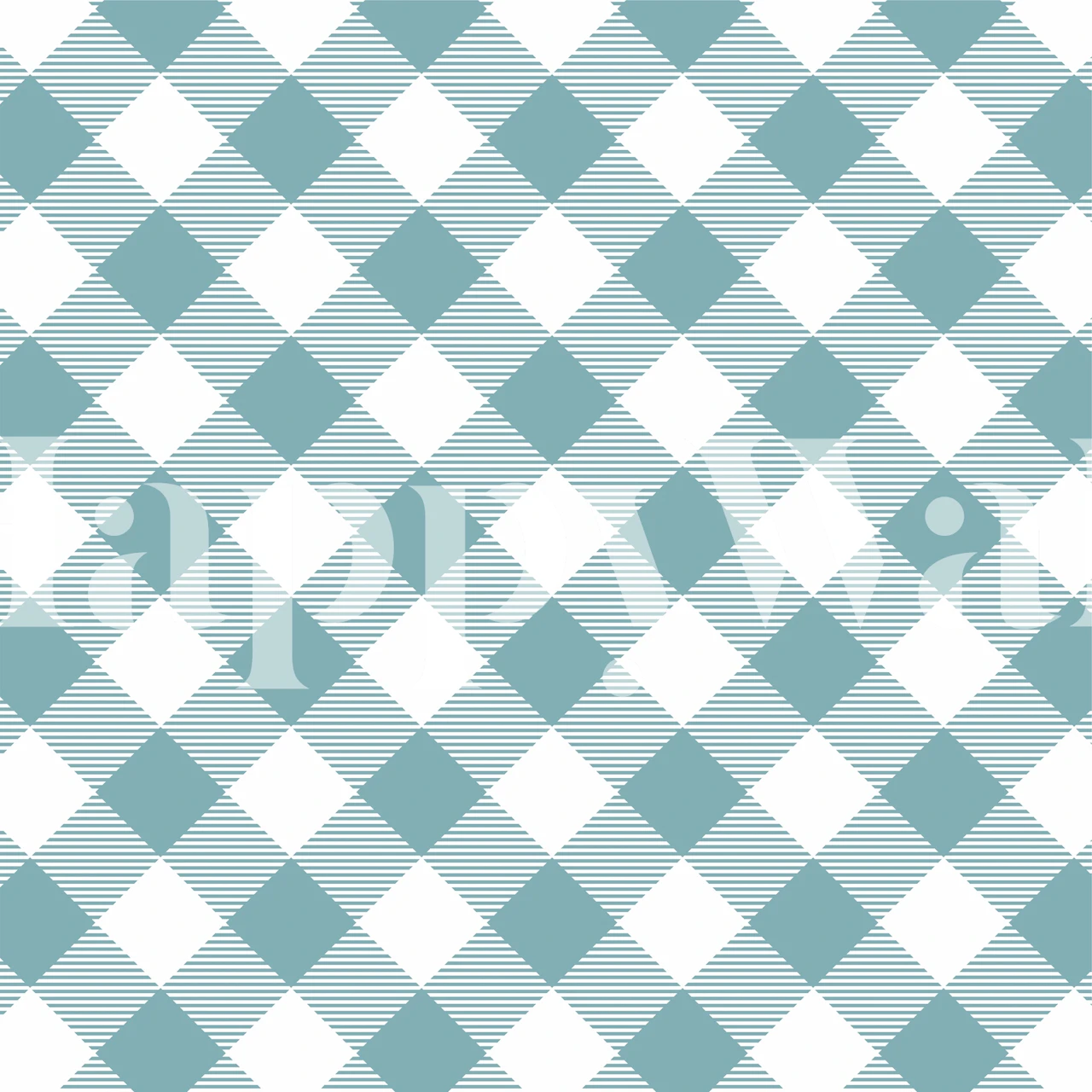 Pastel Teal Blue Gingham pattern wall mural