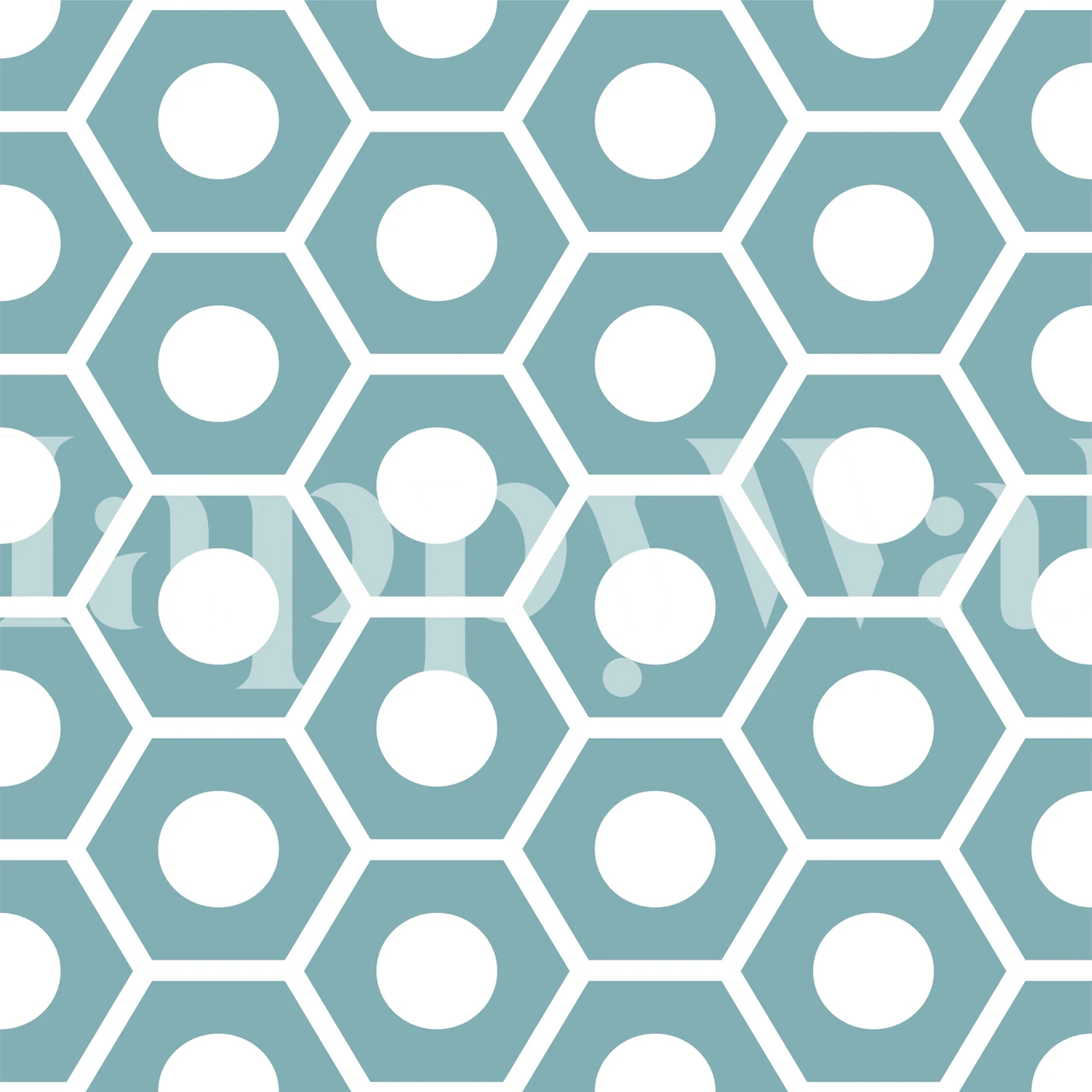 Mint green hexagon pattern with white circles wallpaper
