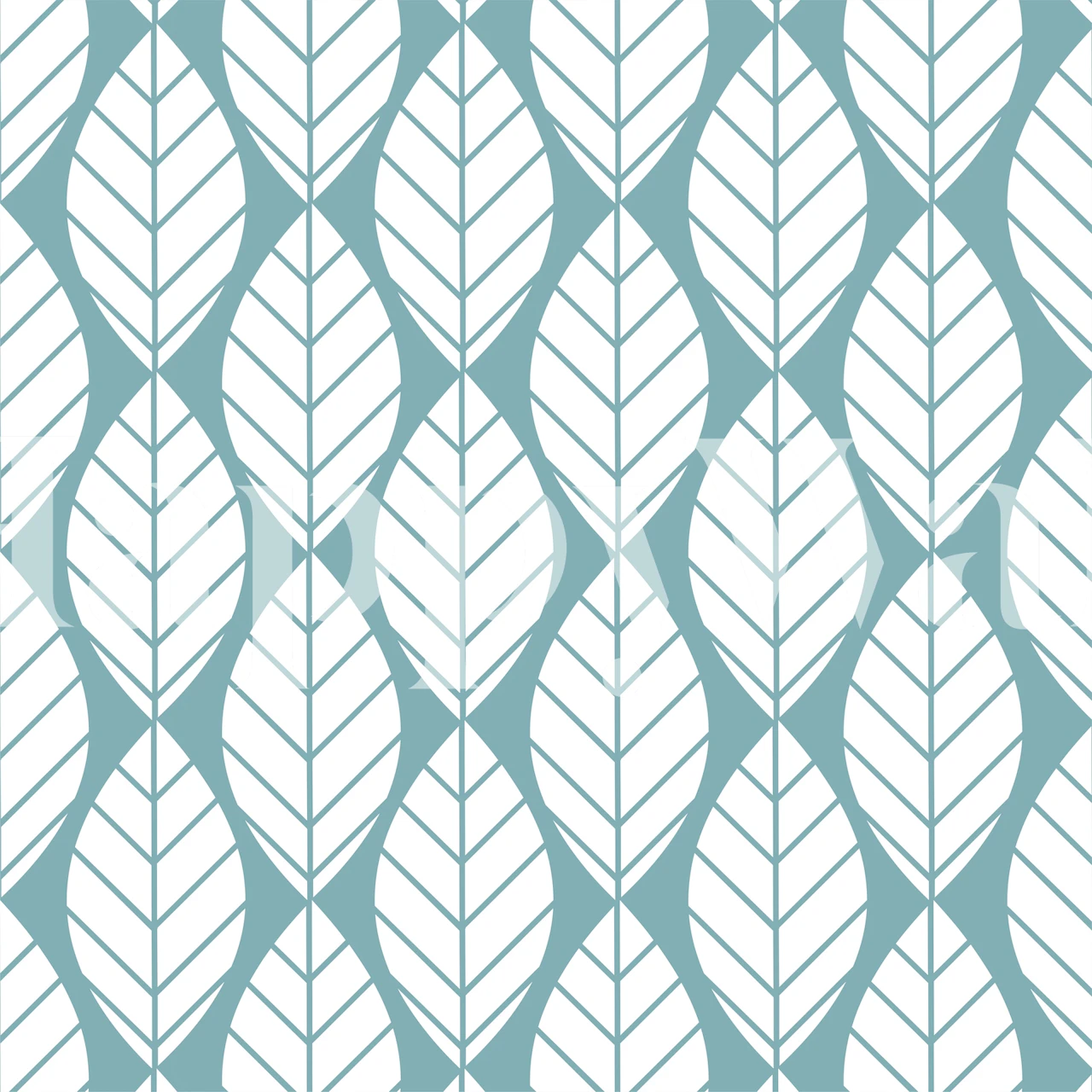 Mint green leaves pattern wallpaper in a room