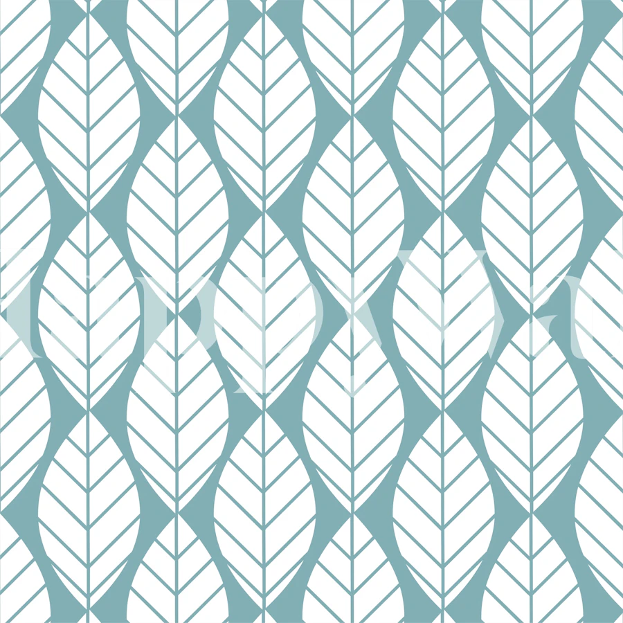 Mint green leaves pattern Tapete in einem Zimmer