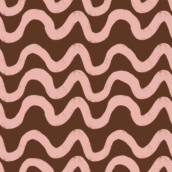 Boho Mid Mod Wiggly Lines Brown