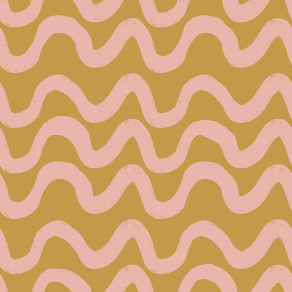 Boho Mid Mod Wiggly Lines Copper-Pink