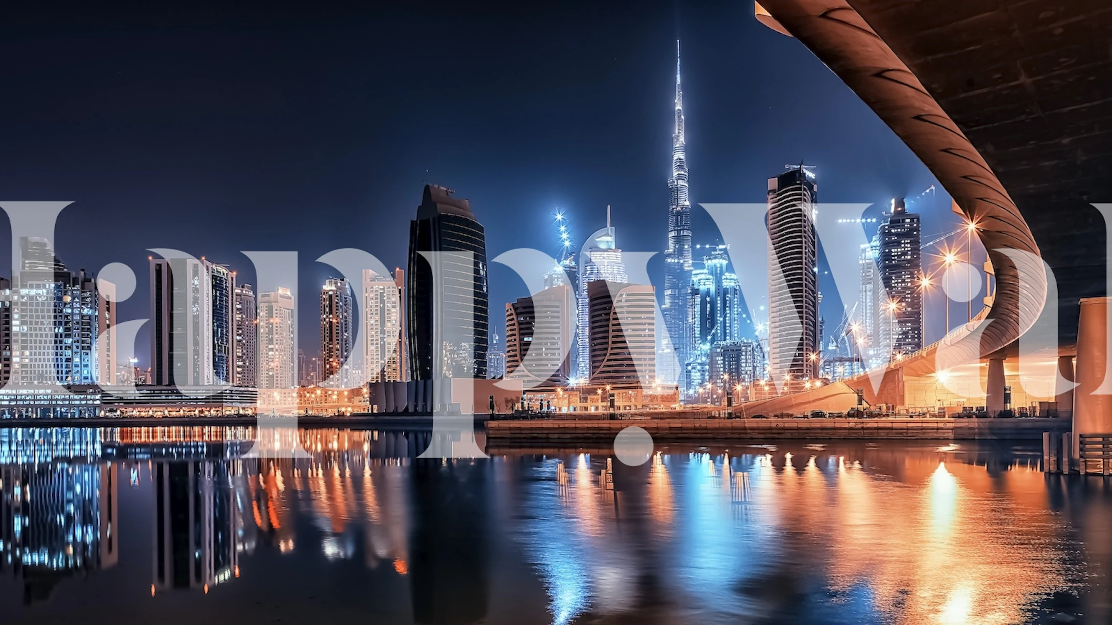 Dubai By Night wallpaper in a room setting