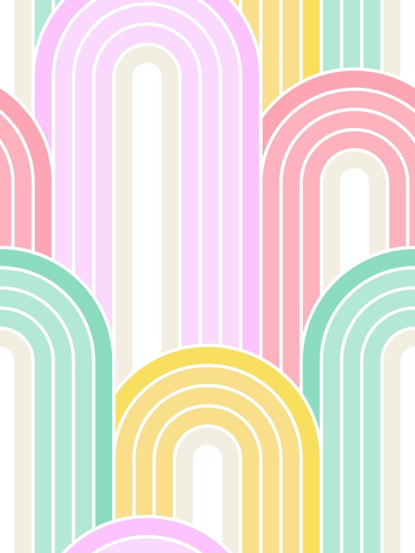 Happy Rainbow Field Pattern • tonal Aqua Pink yellow