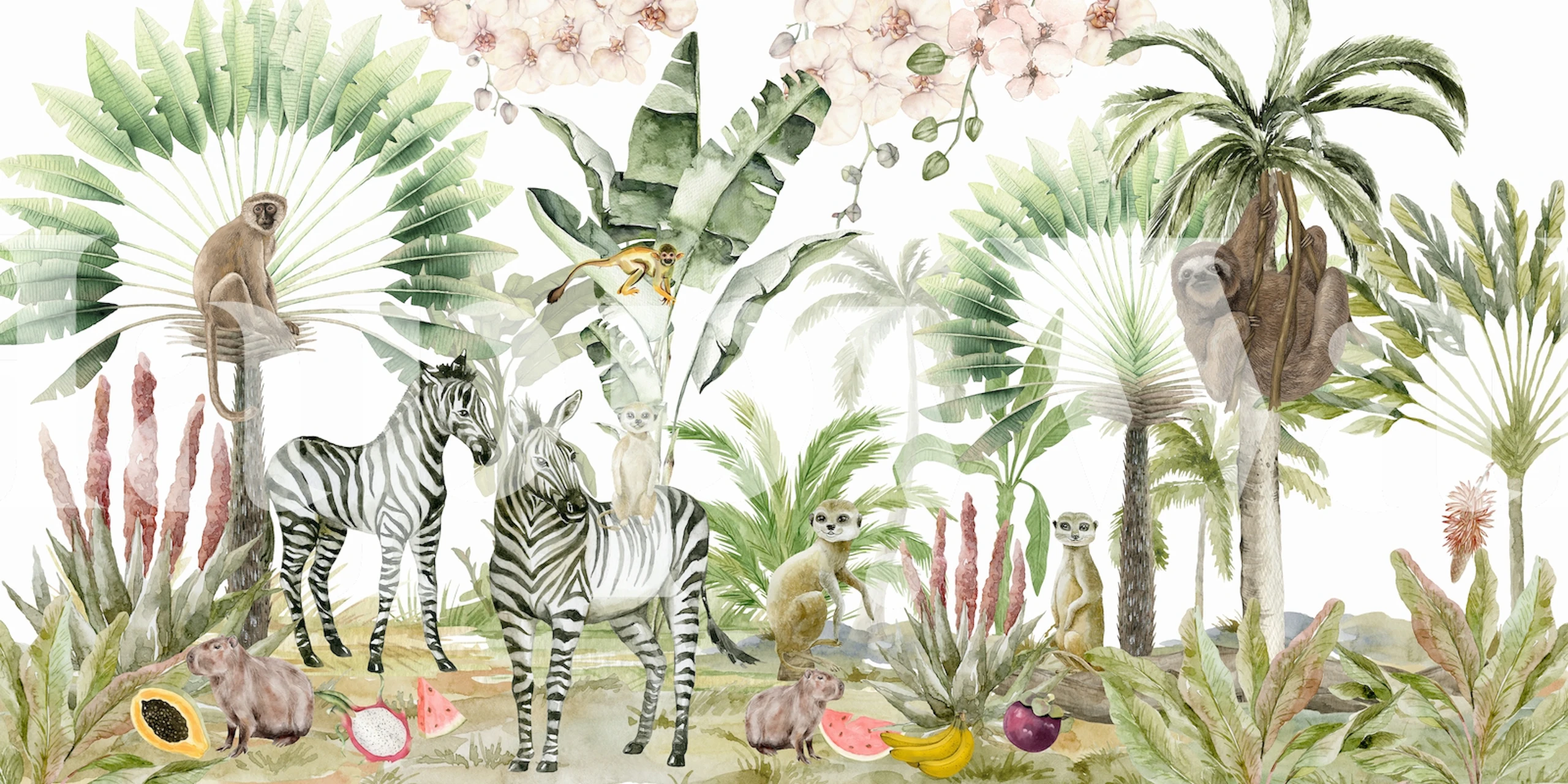 Tropical Safari Jungle wallpaper in a room