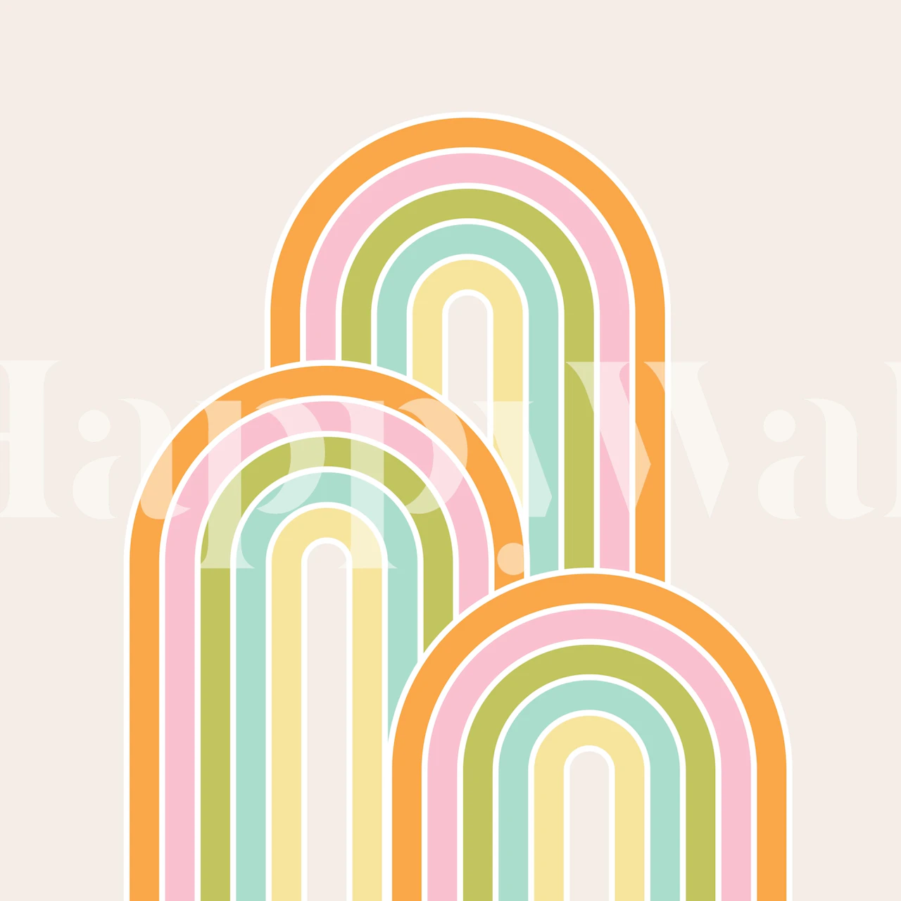 Colorful rainbow arches in pastel tones wallpaper