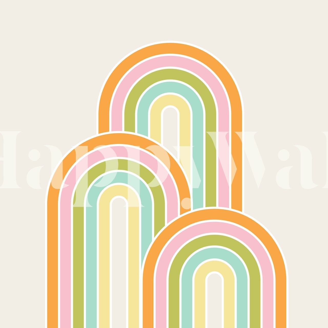 Colorful rainbow arches in pastel tones wallpaper