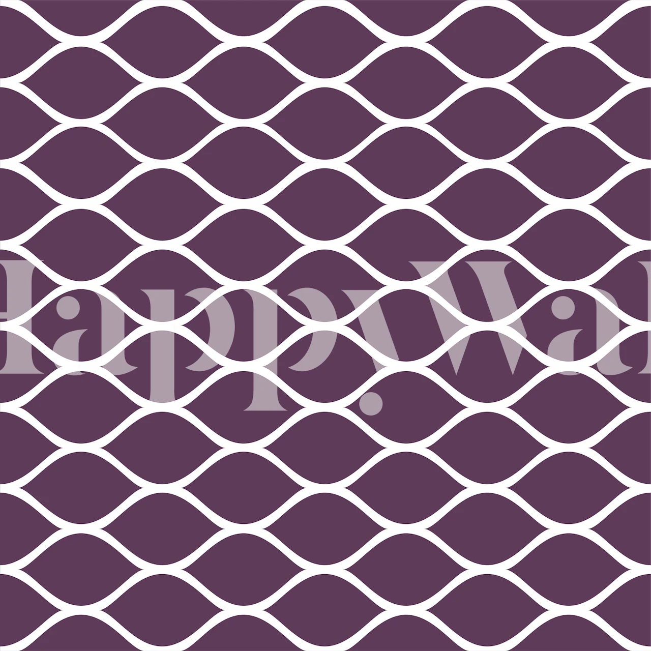 Deep purple ogee pattern on white background wallpaper