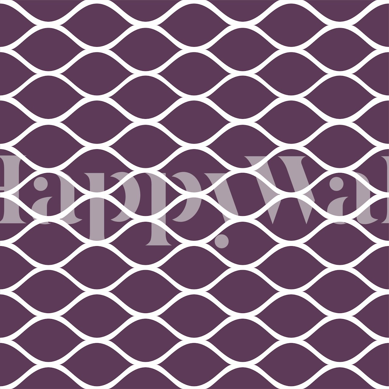 Deep purple ogee scandi pattern tapetti huoneessa