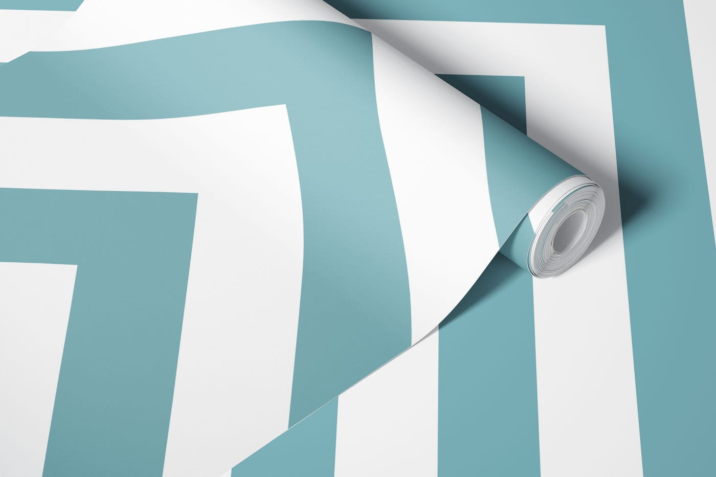 Mint white chevron pattern wallpaper roll