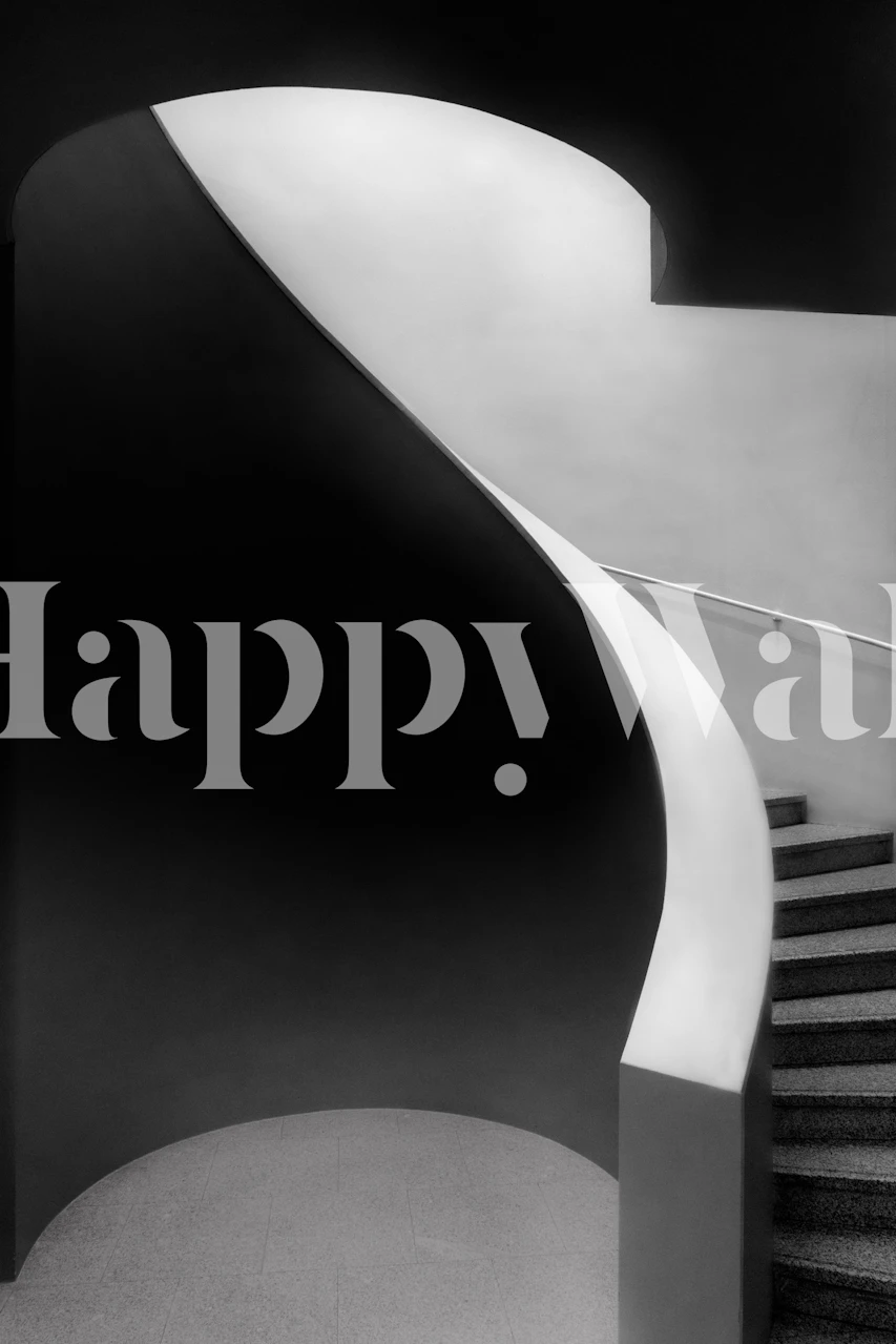 Black and white curved lines wall mural creating an optical illusion of depth