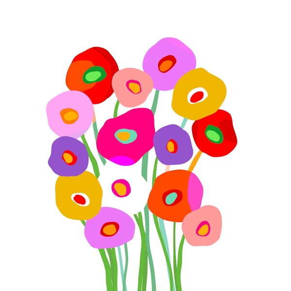 Happy Blooms on White