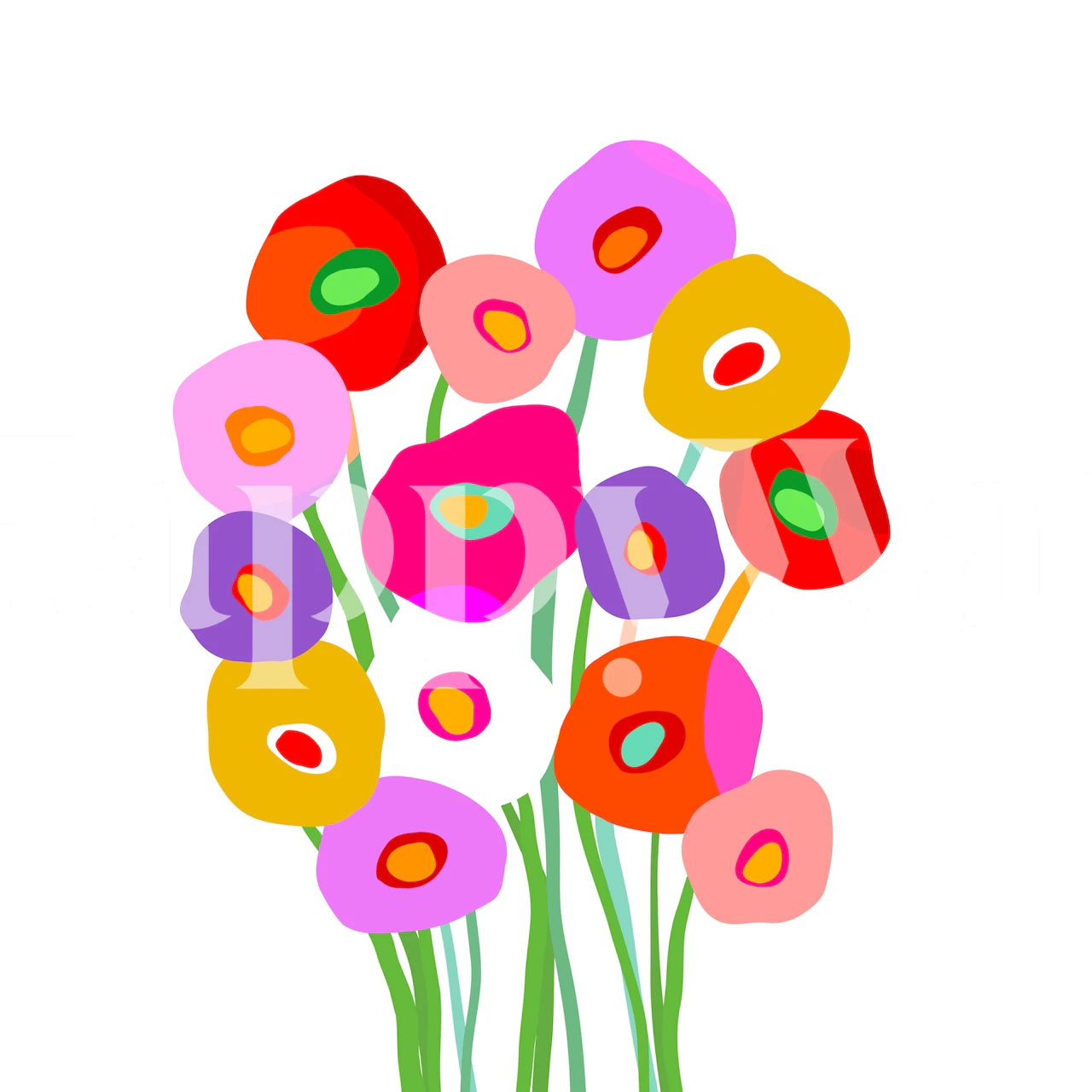 Design tapet Happy Blooms v pokoji