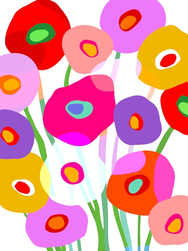 Happy Blooms Close-up on White