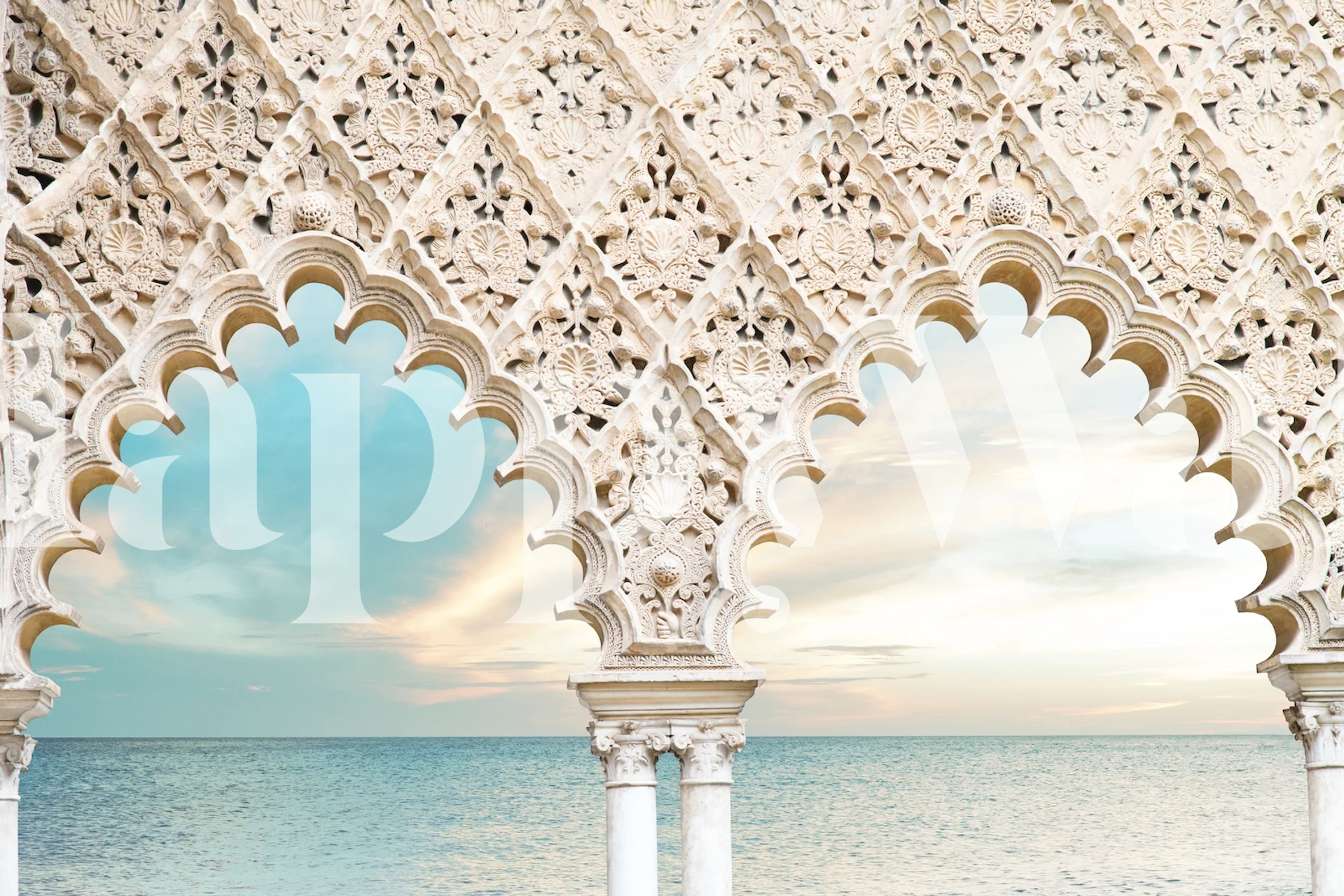 Sunset Ocean Dream Arches 2 wallpaper in a room