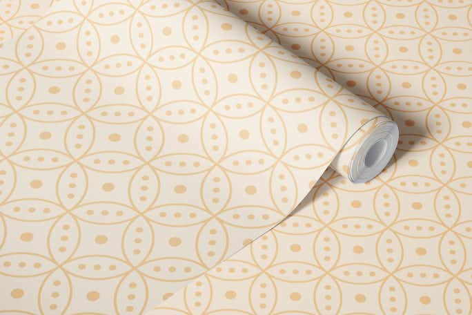 Sand colored Japanese circleswallpaper roll