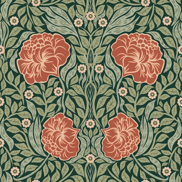 19th Century Victorian Damask Floral
