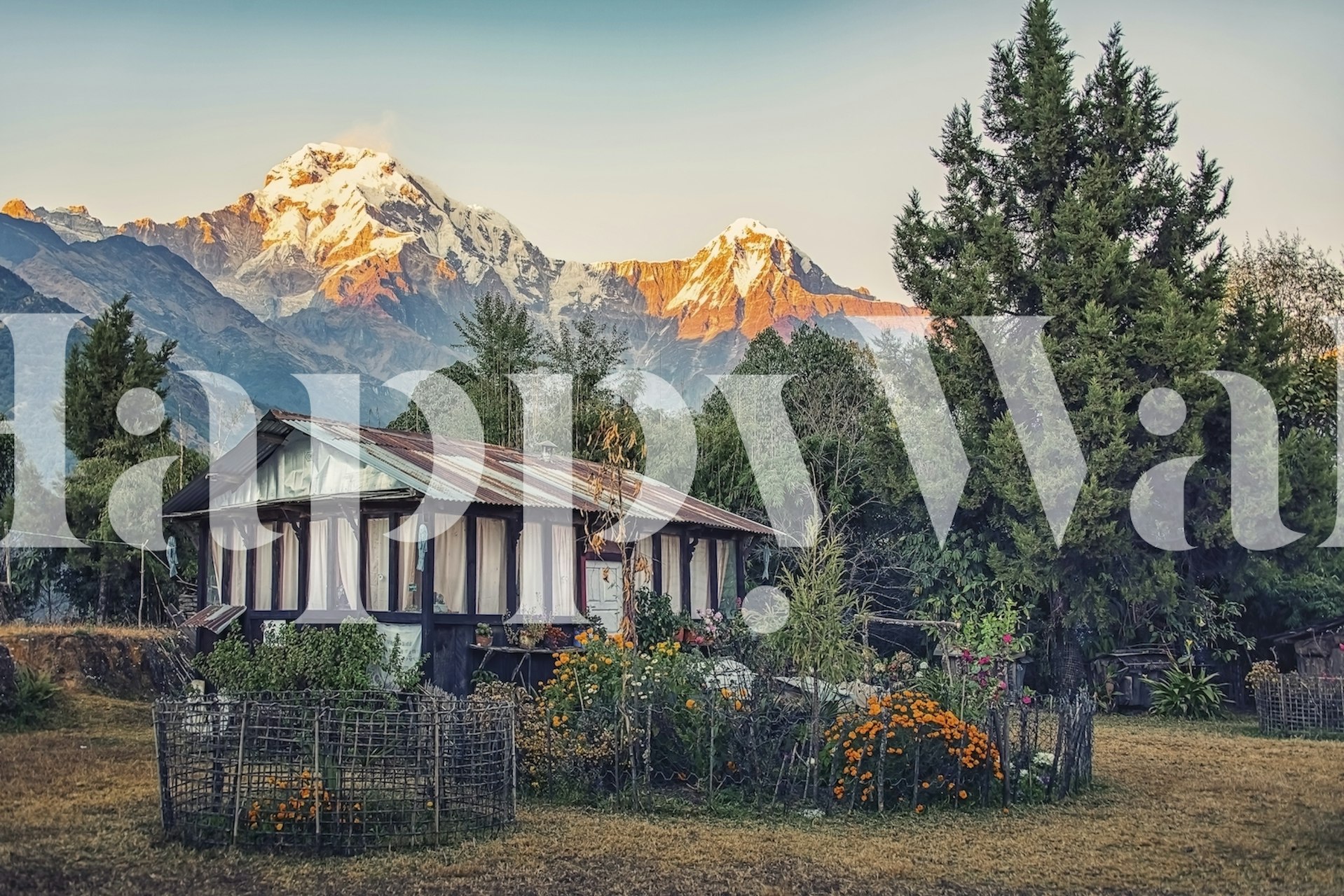 Little Paradise behang in een kamersetting