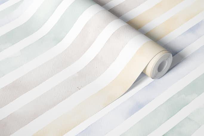 Watercolor soft stripedwallpaper roll