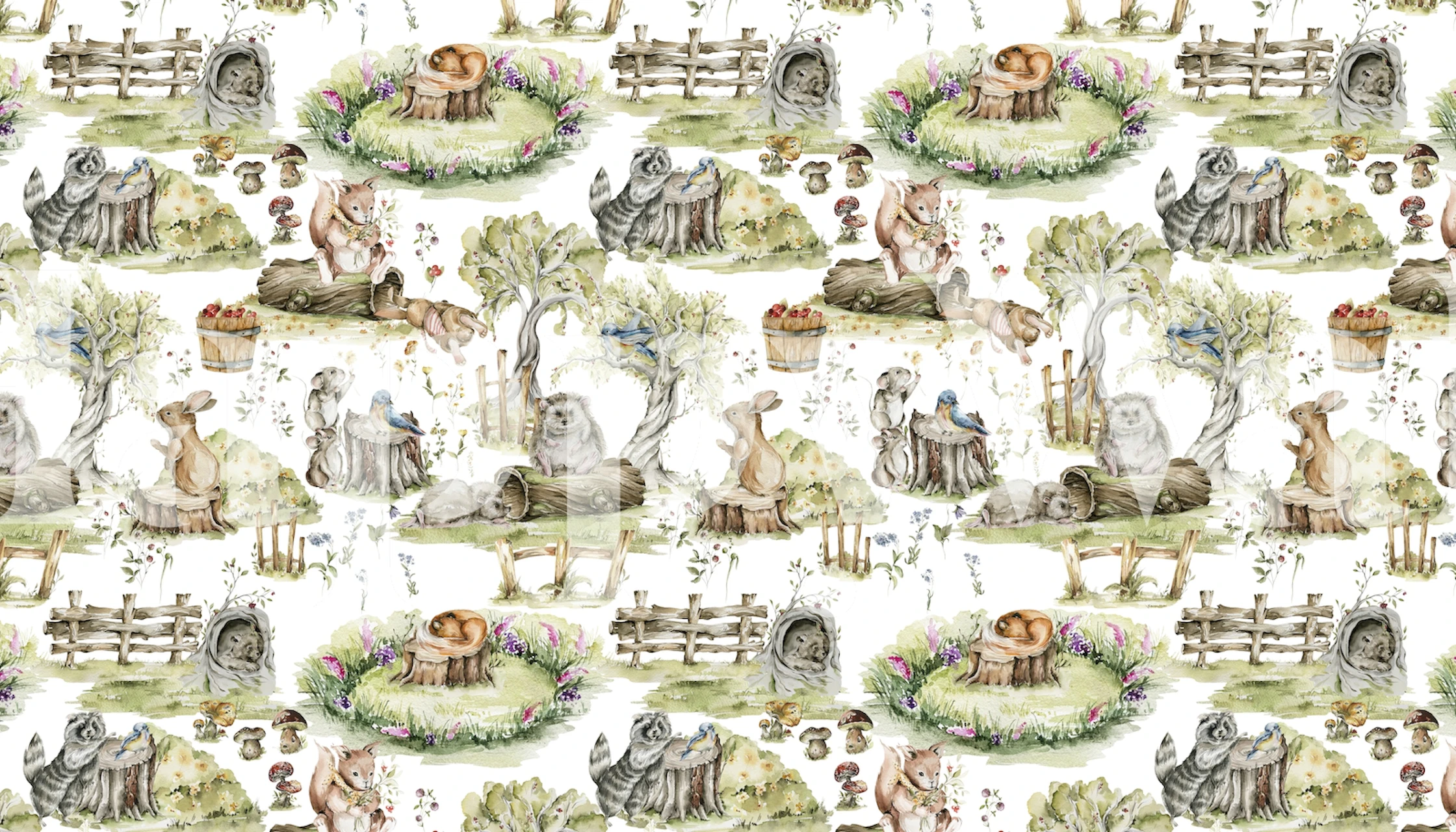 Whimsical Garden Delights Tapete in einem Raum