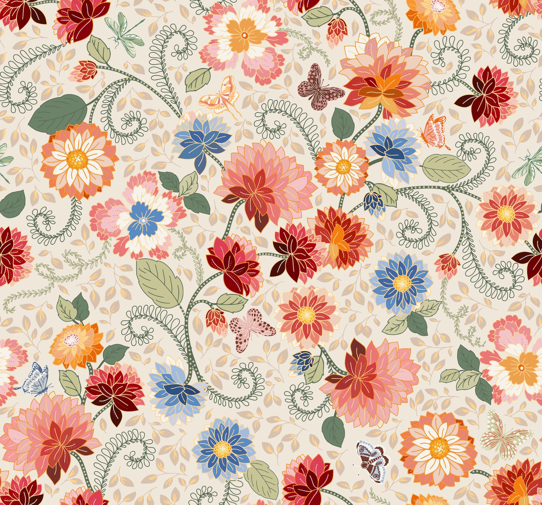 French florals wallpaper - Free shipping | Happywall