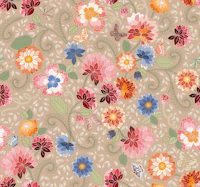 French florals tan bckg behang