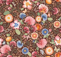 French florals pecan bckg behang