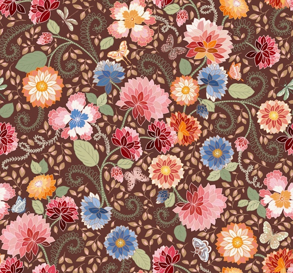 French florals pecan bckg