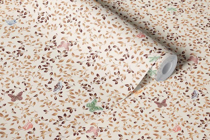 French florals leaveswallpaper roll