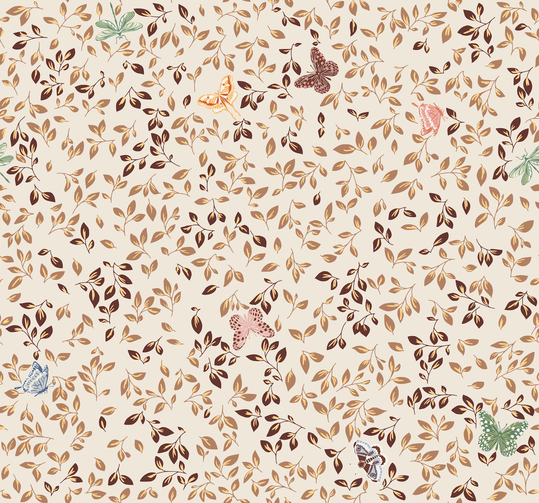 French florals leaves wallpaper - Free shipping | Happywall