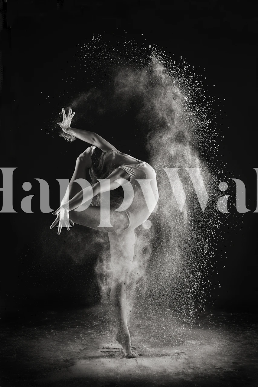 Dramatic black and white dance figure in motion wallpaper