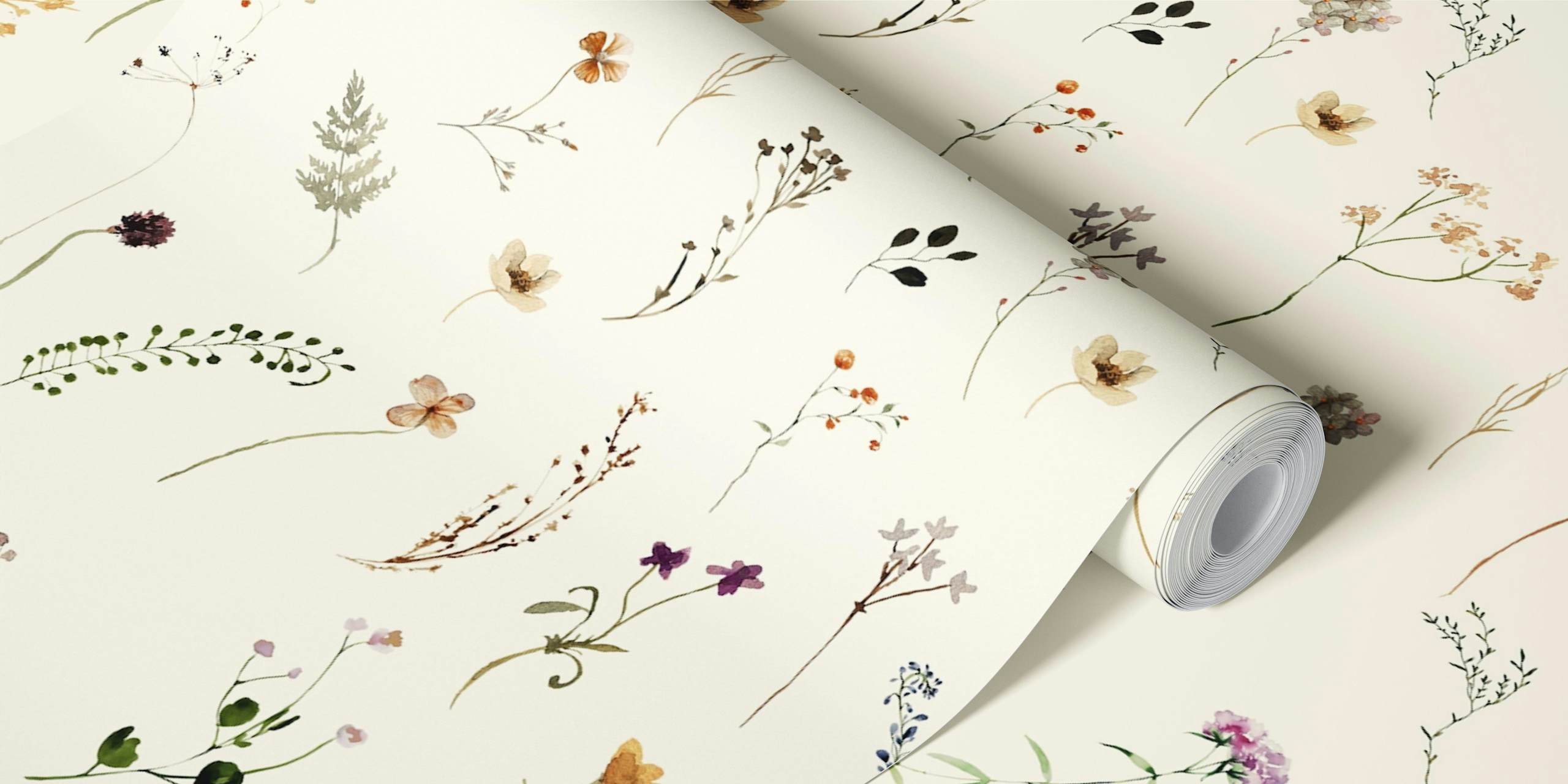 A Million Flowers Beige wallpaper in a room