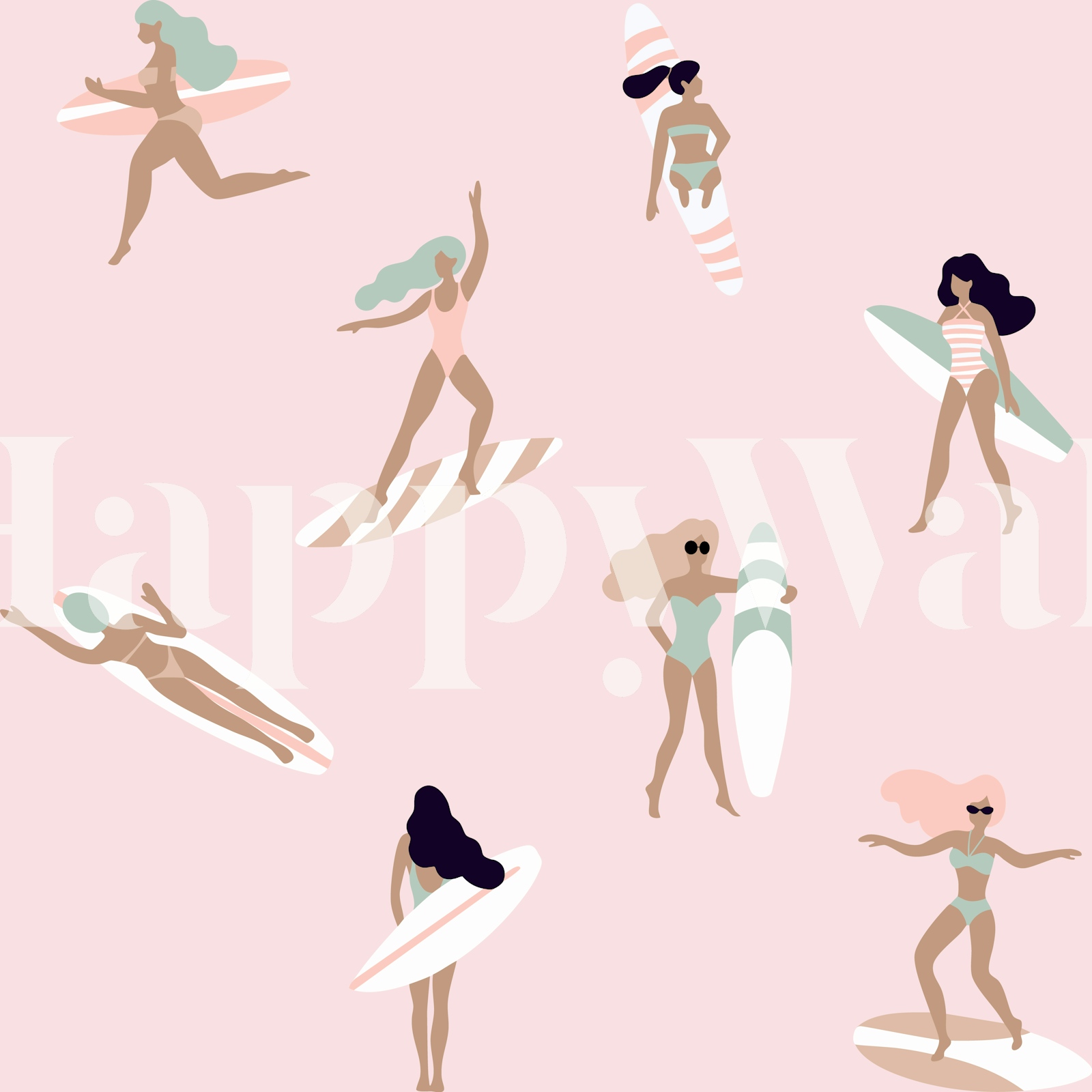 ♡SURF♡画面 Retro Surf Girls Wallpaper | HappyWall