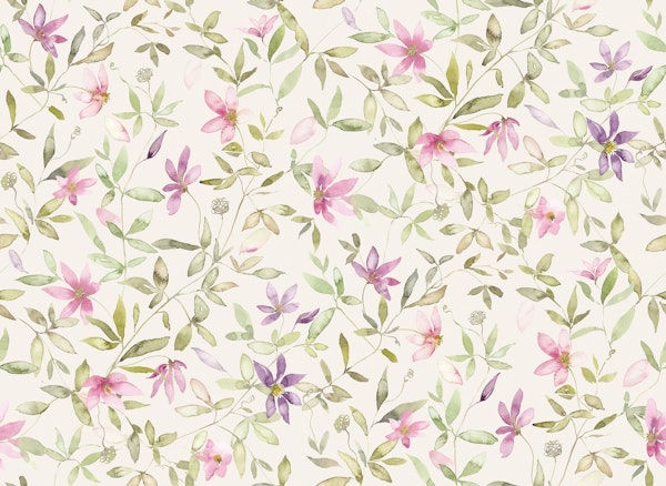 Clematis garden watercolor floral