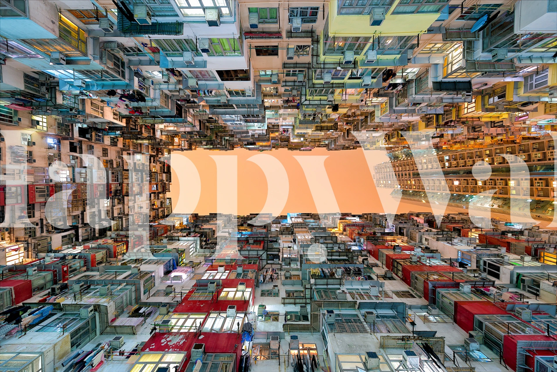 Urban architectural wallpaper design in a room