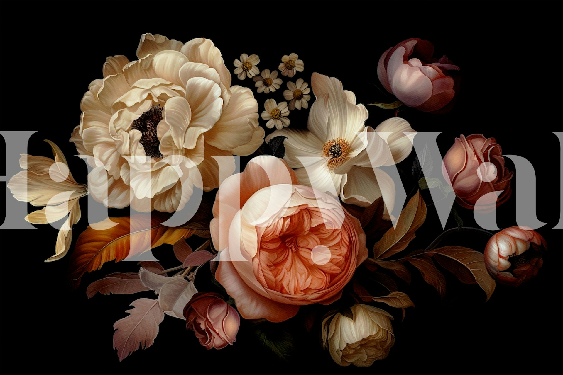 Dark baroque flower garden wallpaper