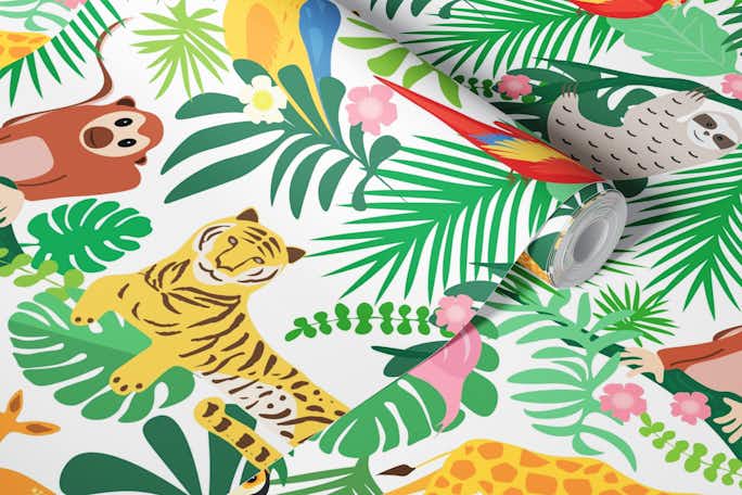 Fun Joyful Jungle Animalswallpaper roll
