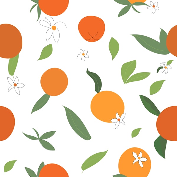 Oranges with flowers