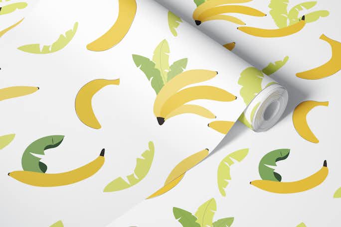 Banana illustration seamless fabric design patternwallpaper roll
