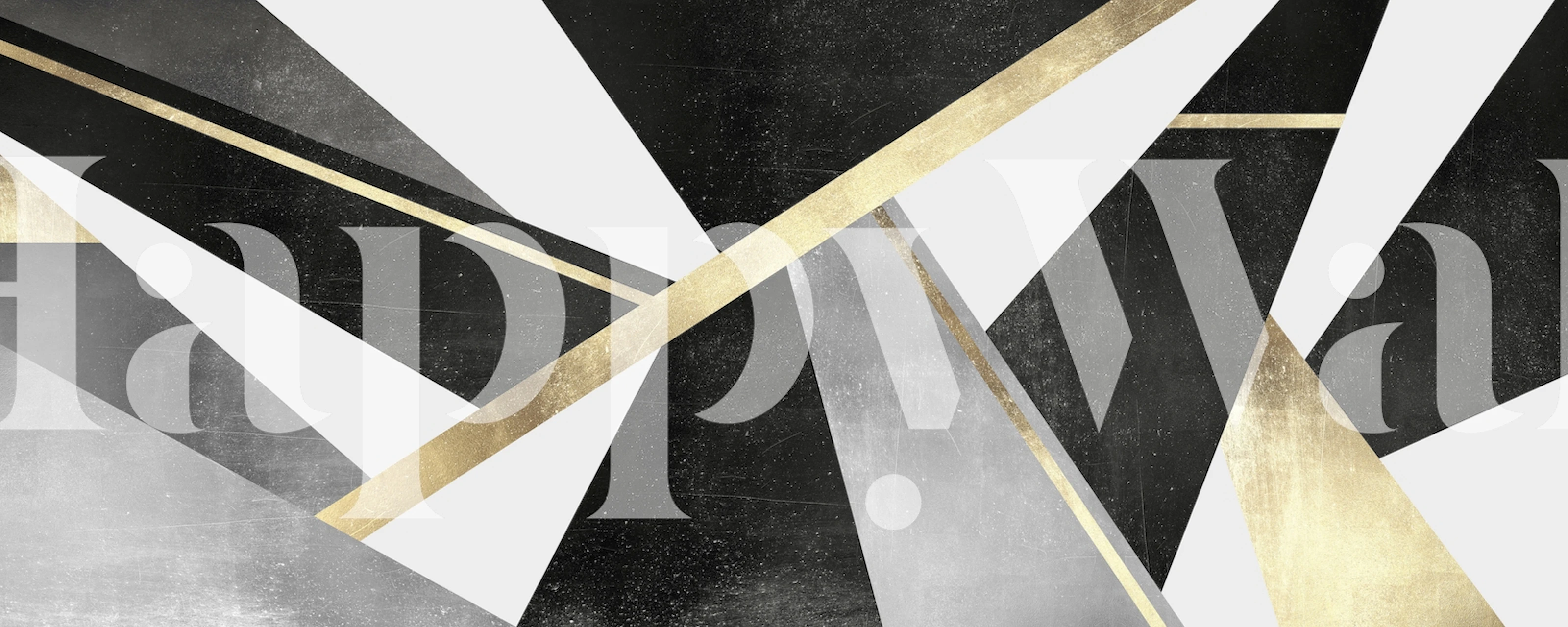 Geometric shapes in black, gray, and gold wallpaper