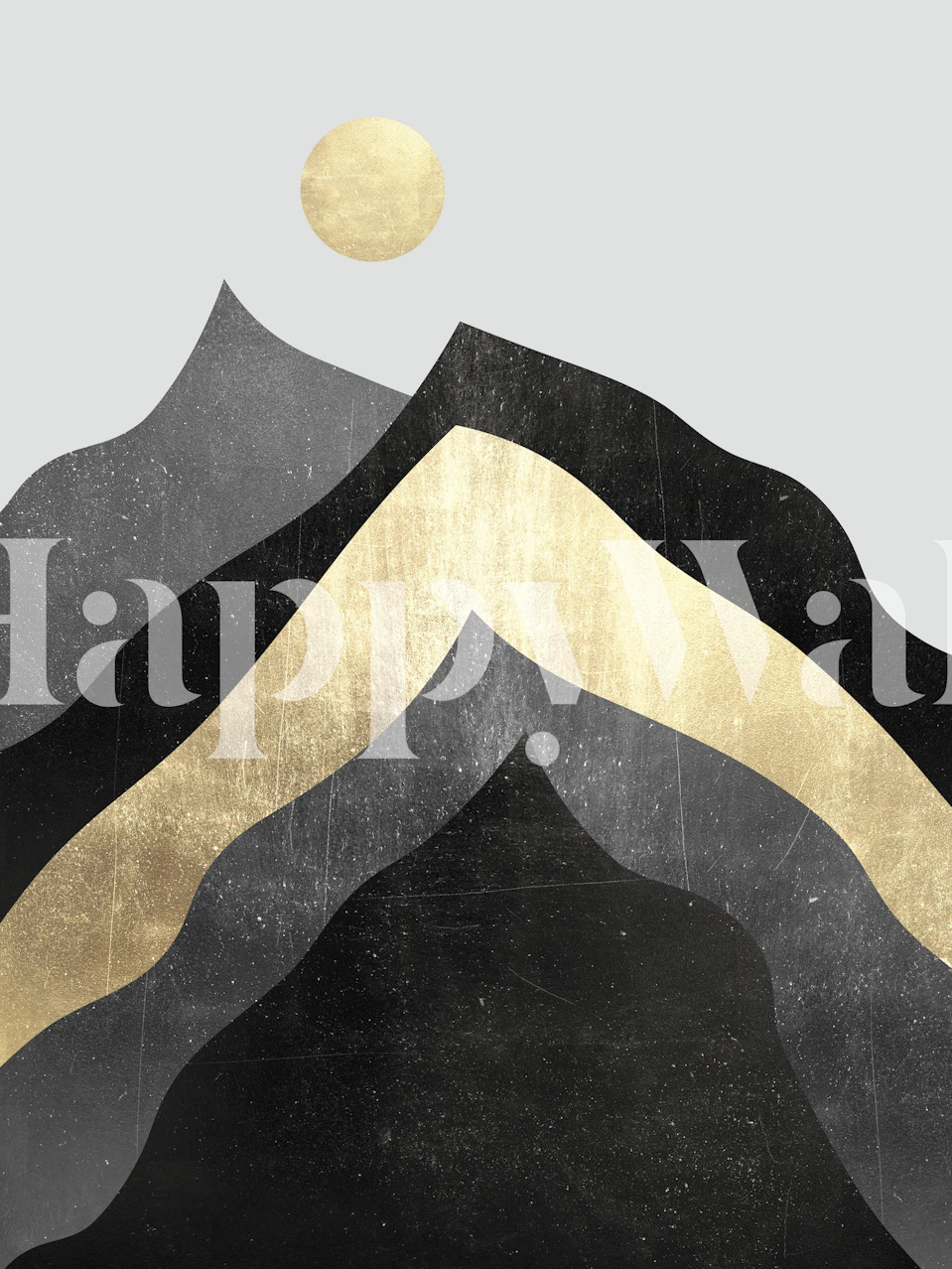 Abstrakt sort og guld bjergkæder vægmaleri