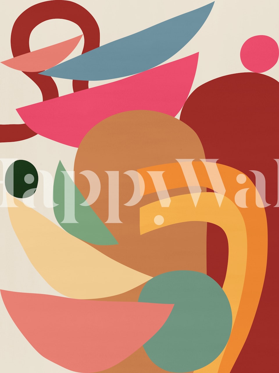 Colorful abstract design with organic shapes in pink, green, and orange wallpaper