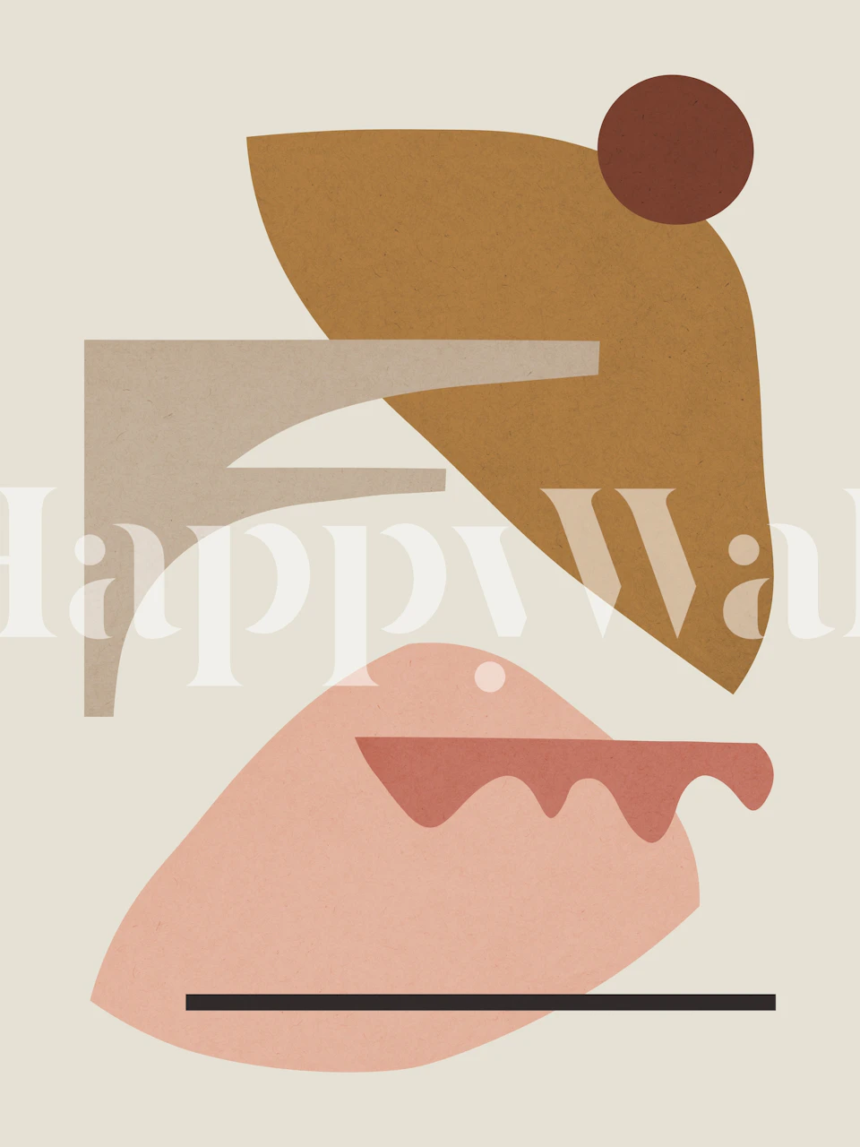 Abstract shapes in warm beige, brown, and pink tones wallpaper