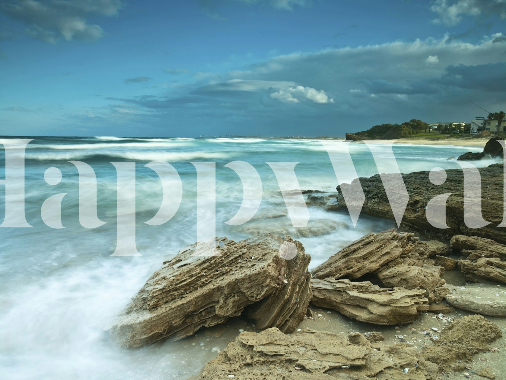 Τοιχογραφία Rocky Coastline με κύματα που χτυπούν την ακτή