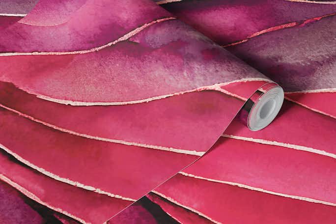 Wavy Abstract Watercolor Modern Art Pink Redwallpaper roll