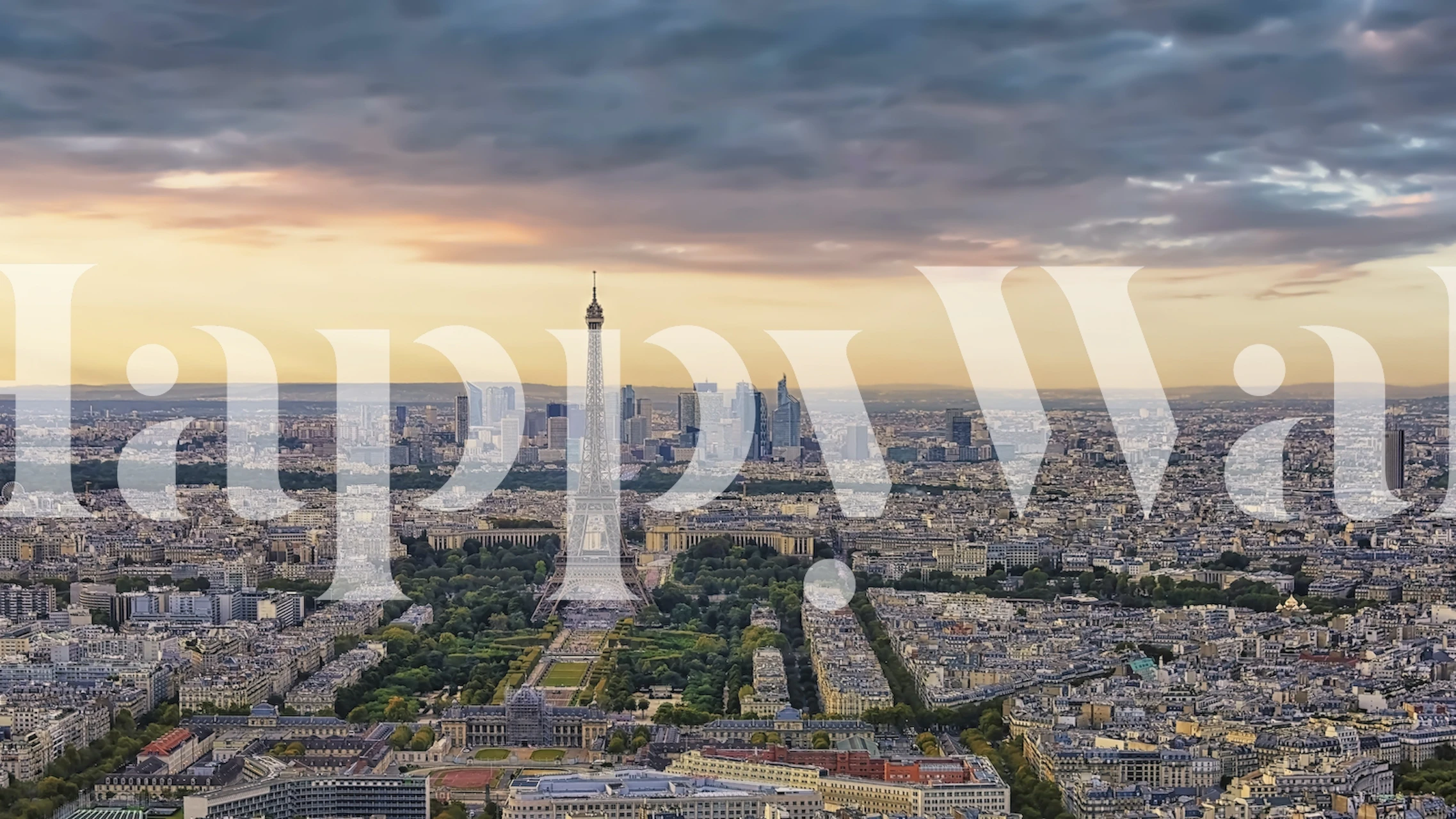 Paris City Skyline vid solnedgång