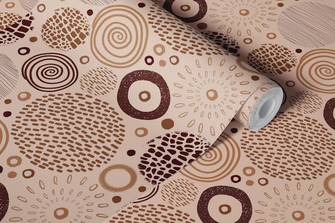 Circle Marks Tribal Pattern In Earth Toneswallpaper roll