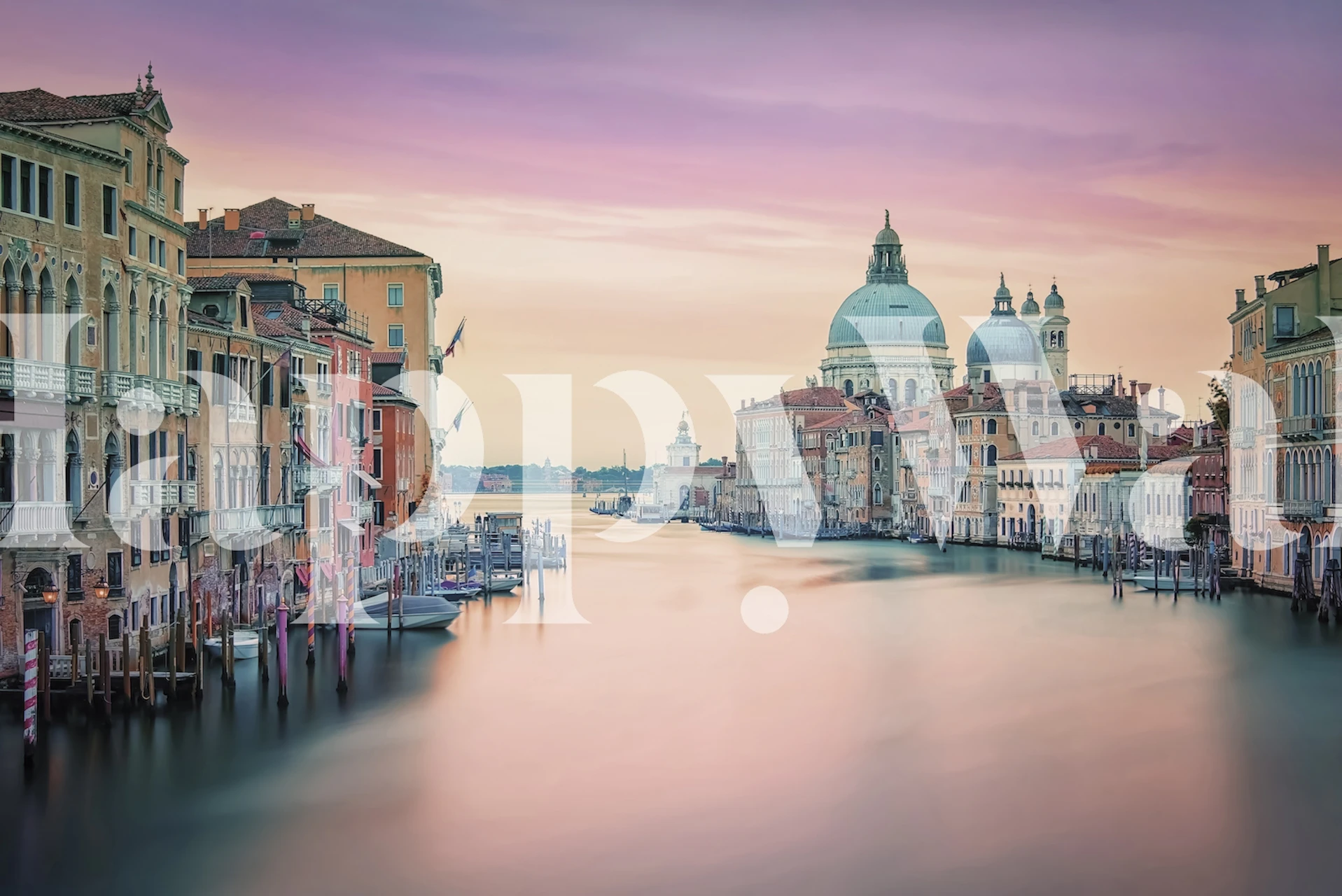 Pink Venice wallpaper displayed in a room